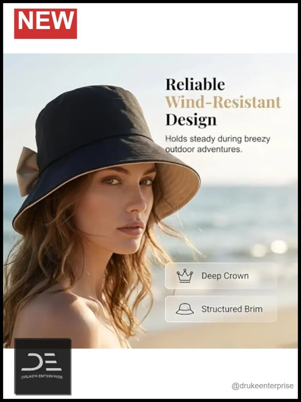 Foldable Wide Brim Sun Hat with Back Bow - Breathable Travel Beach Hat UPF